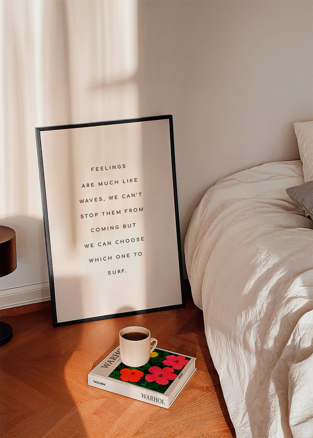 Sort-hvid typografi med citat