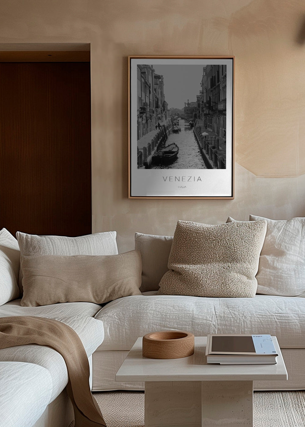 Byplakat — Venedig kanal sort-hvid