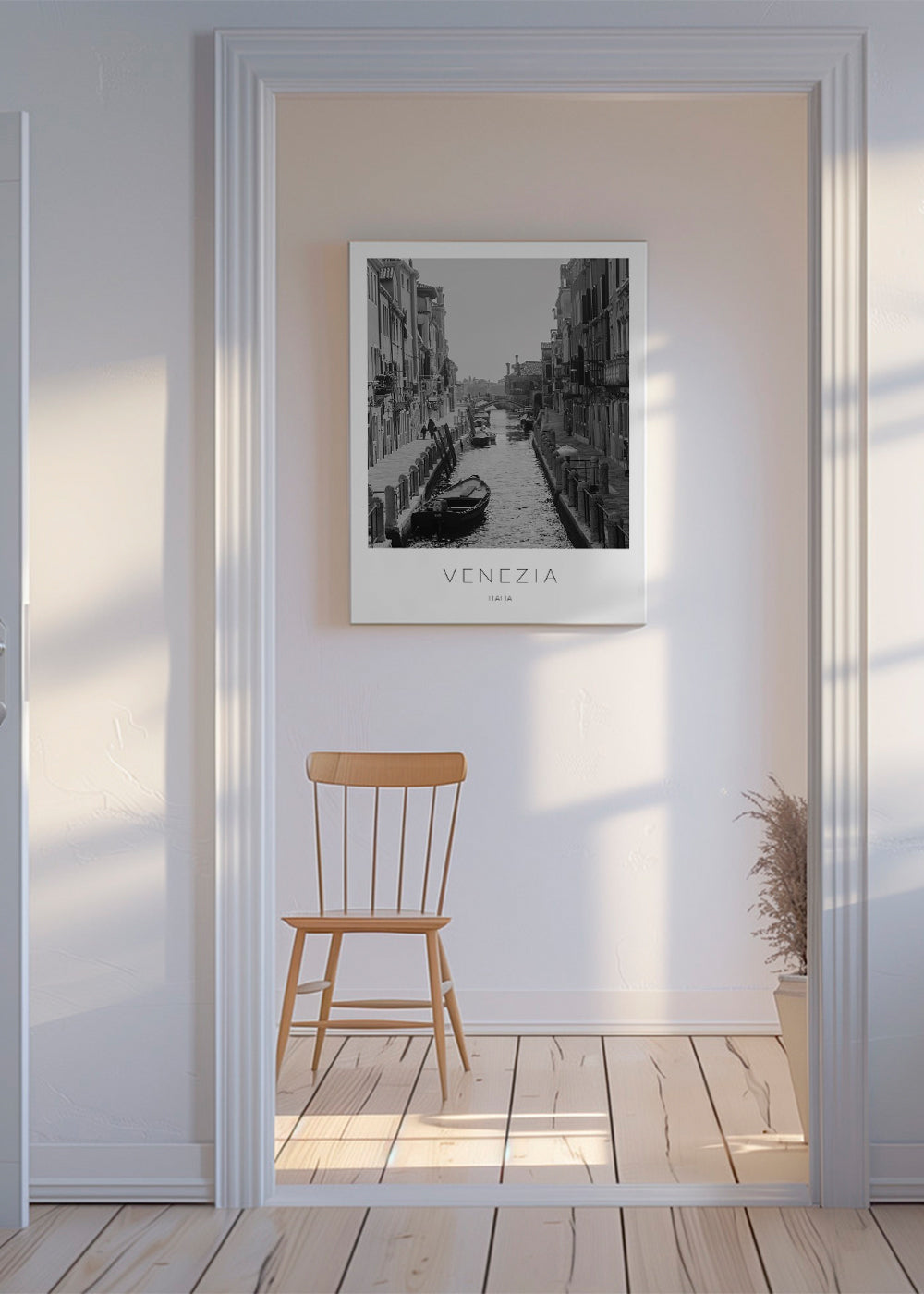 Byplakat — Venedig kanal sort-hvid