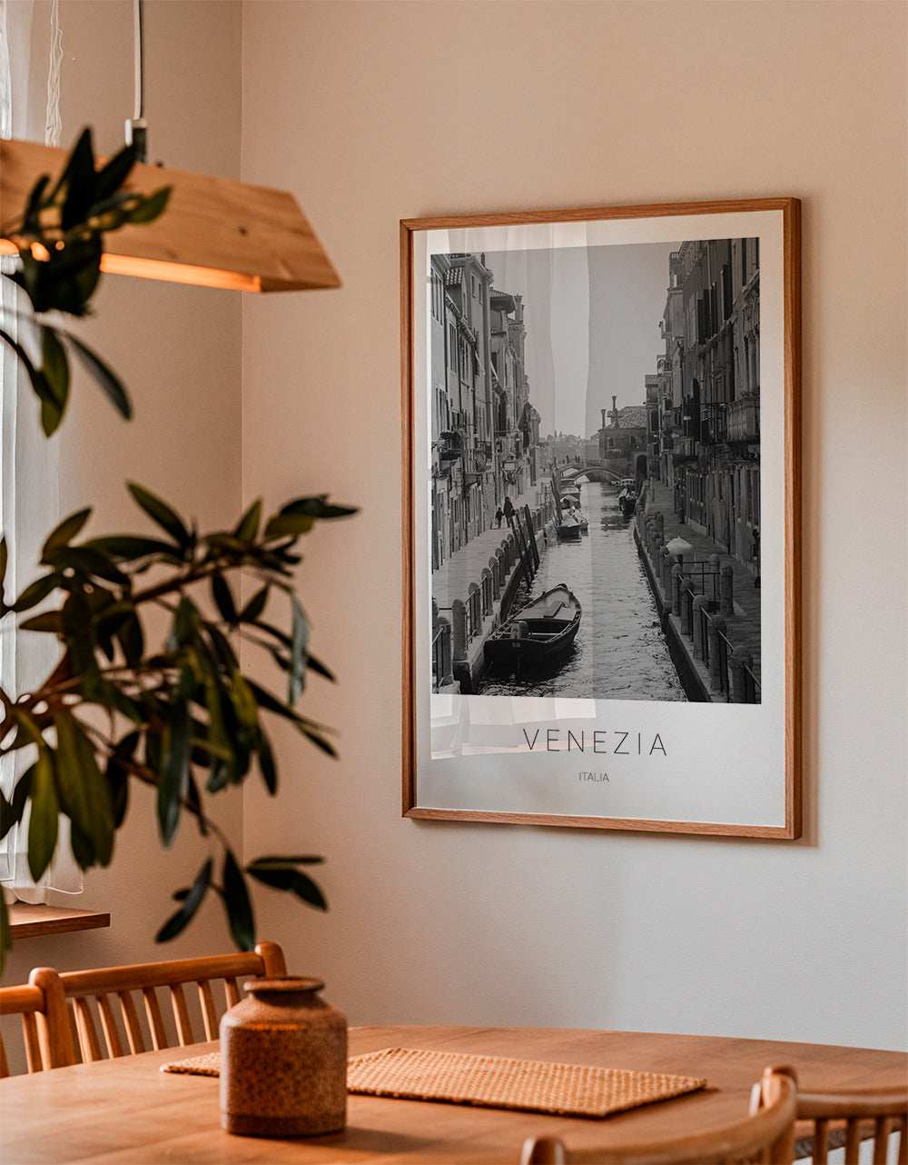 Byplakat — Venedig kanal sort-hvid
