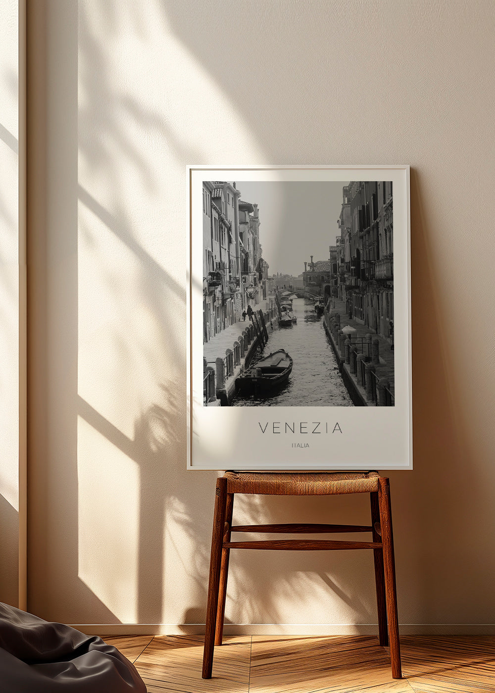 Byplakat — Venedig kanal sort-hvid