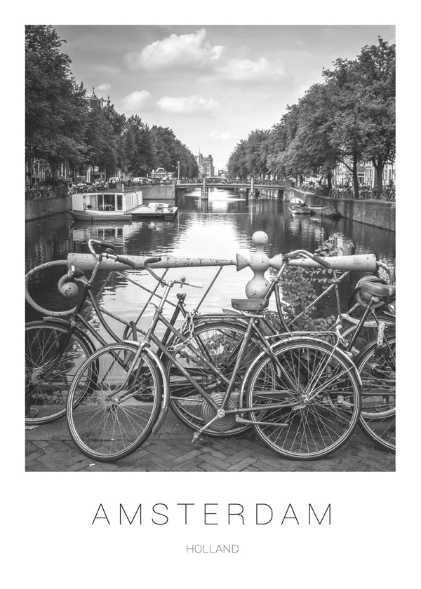 Byplakat Amsterdam sort-hvid