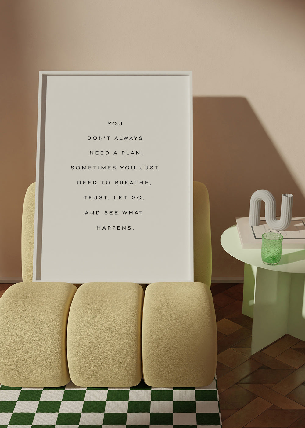 Minimalistisk plakat med typografisk citat