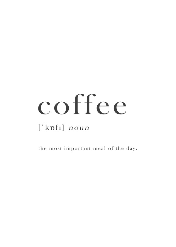 Køkkenkunst minimalistisk typografi 'coffee'