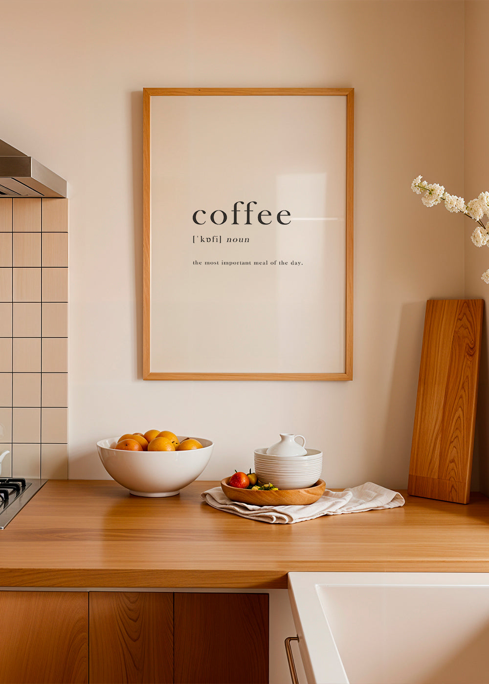 Køkkenkunst minimalistisk typografi 'coffee'