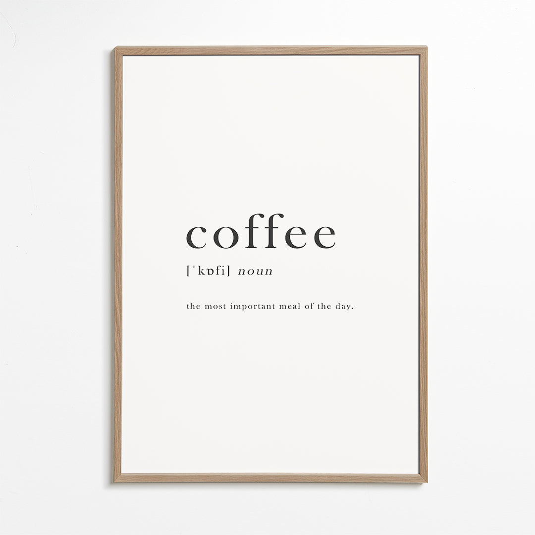 Køkkenkunst minimalistisk typografi 'coffee'