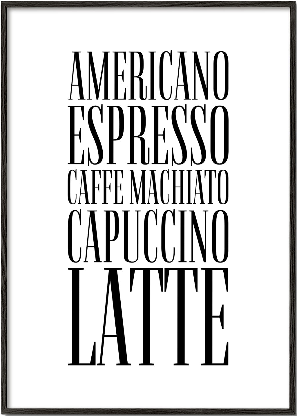 Køkkenkunst Kaffetyper plakat