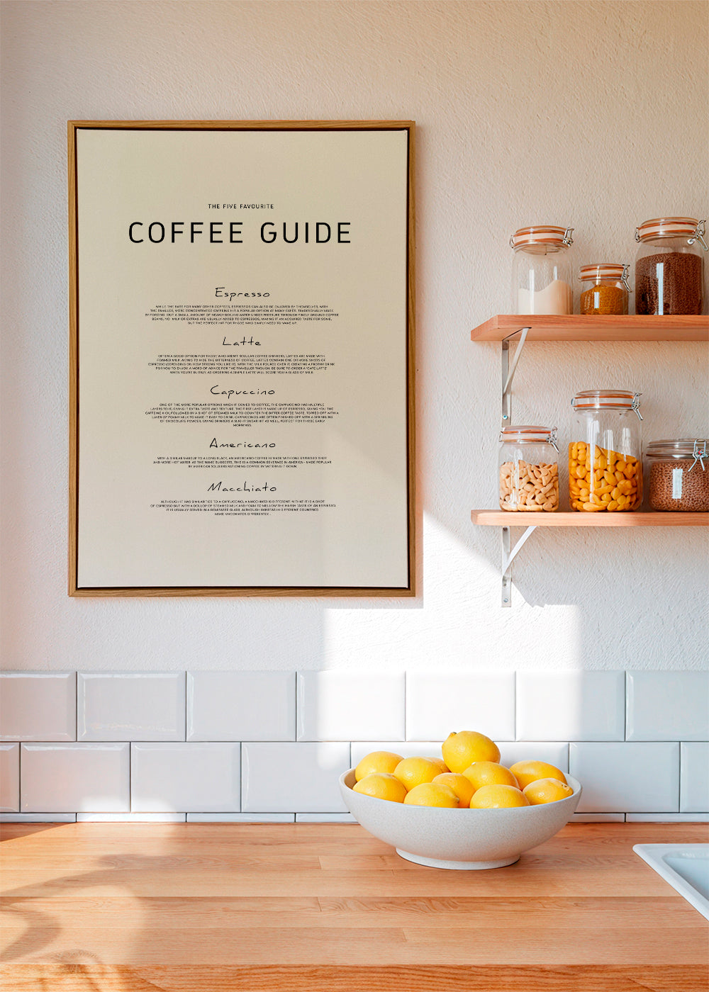 Køkkenkunst: Coffee Guide typografisk plakat