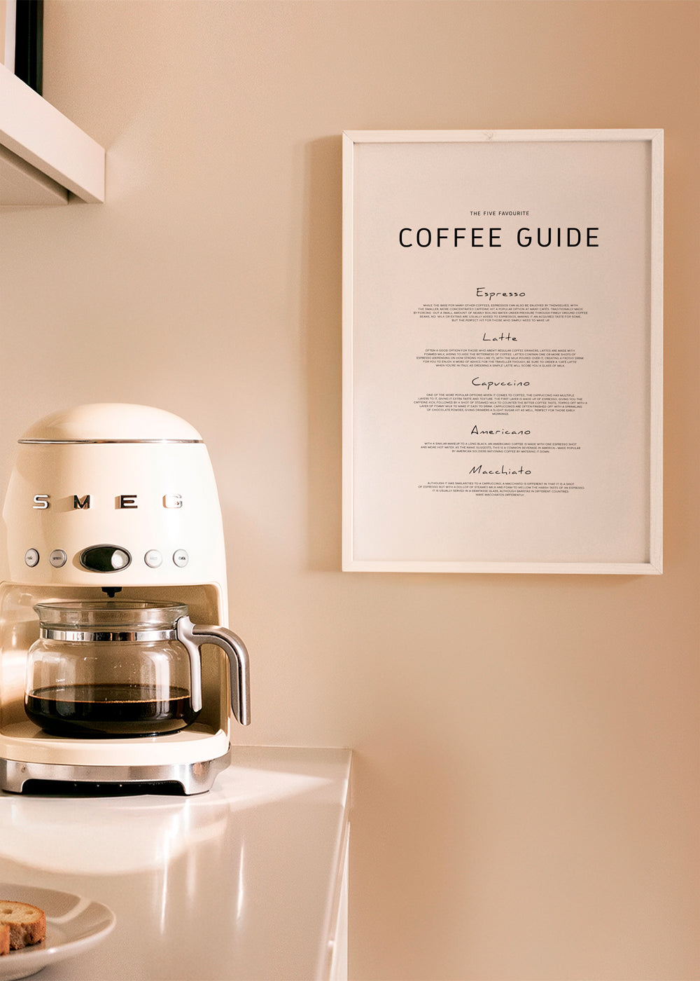 Køkkenkunst: Coffee Guide typografisk plakat