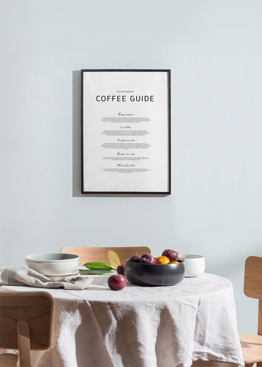 Køkkenkunst: Coffee Guide typografisk plakat