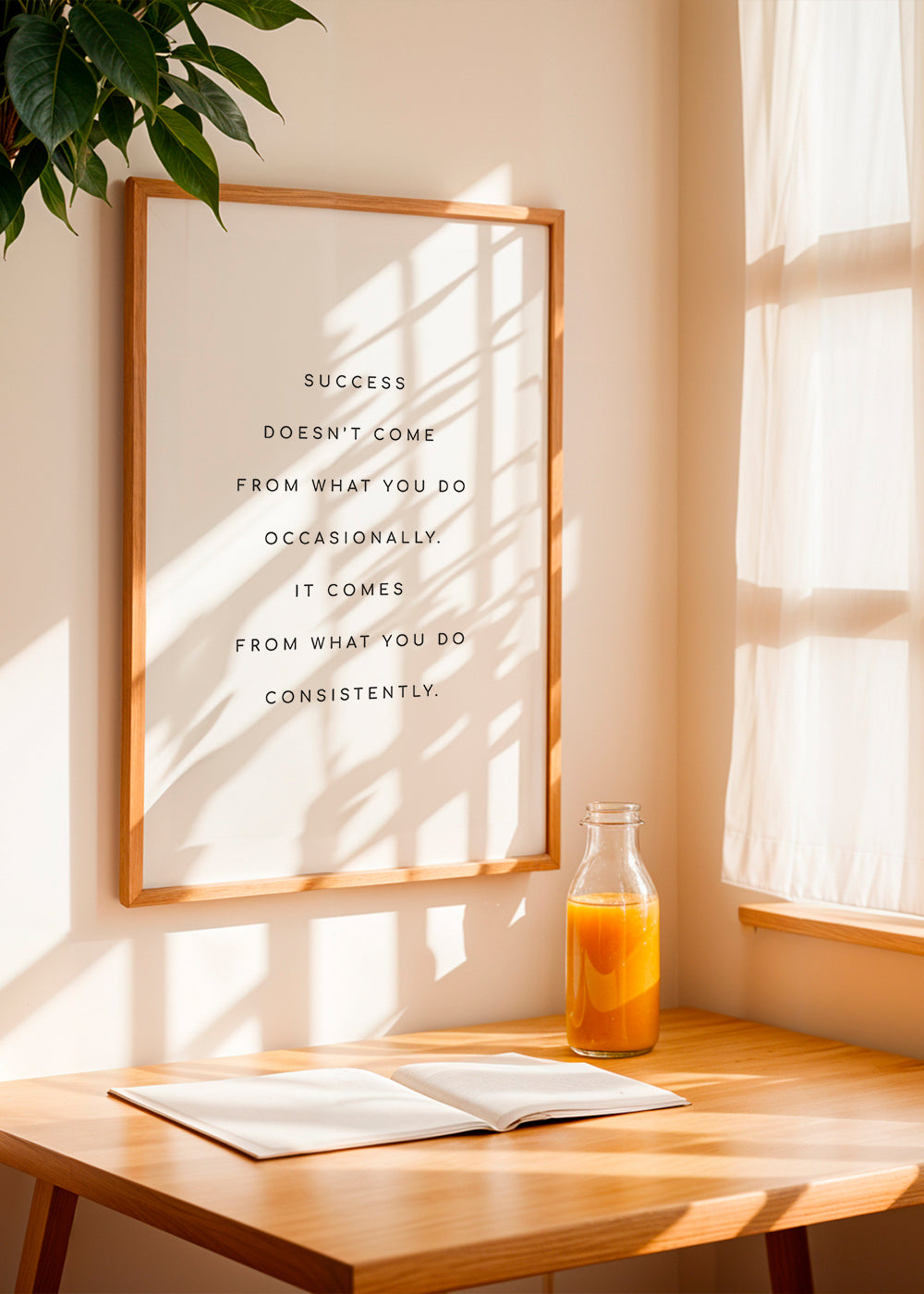 Minimalistisk plakat med centreret motiverende citat