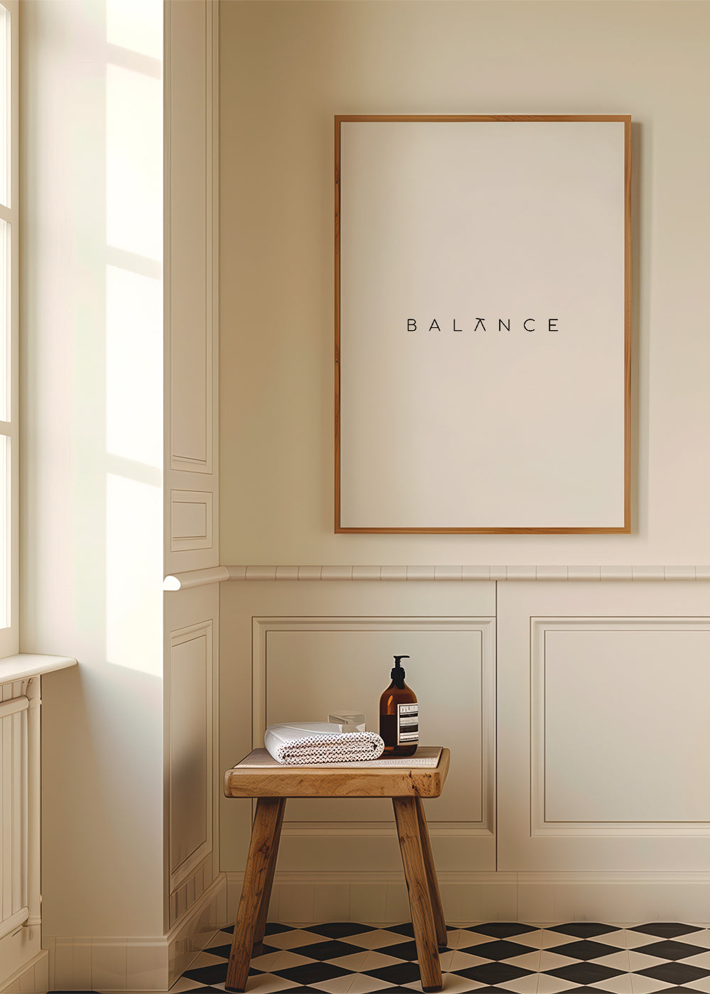 Minimalistisk plakat Balance typografi