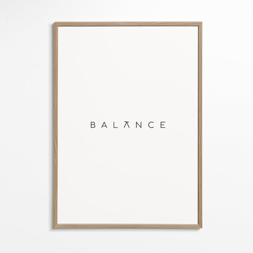 Minimalistisk plakat Balance typografi