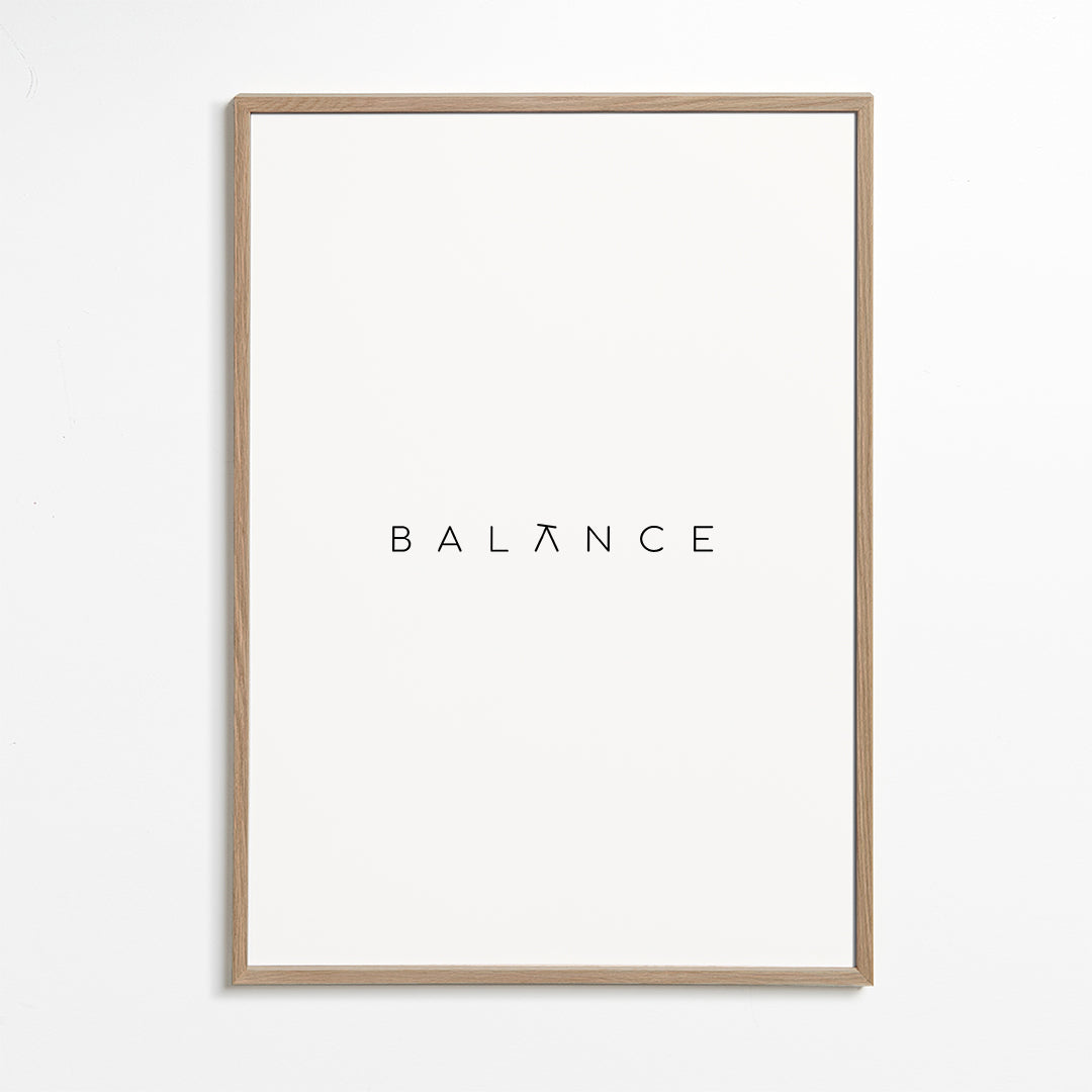 Minimalistisk plakat Balance typografi