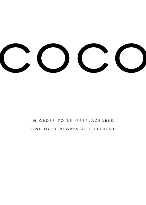 Sort-hvid plakat med COCO-citat