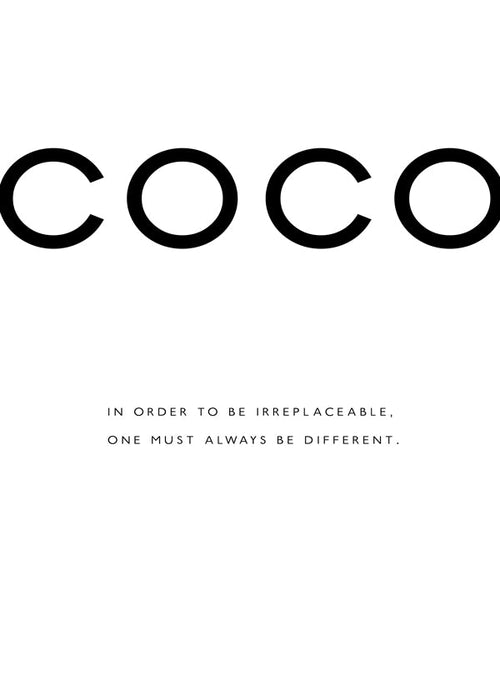 Sort-hvid plakat med COCO-citat