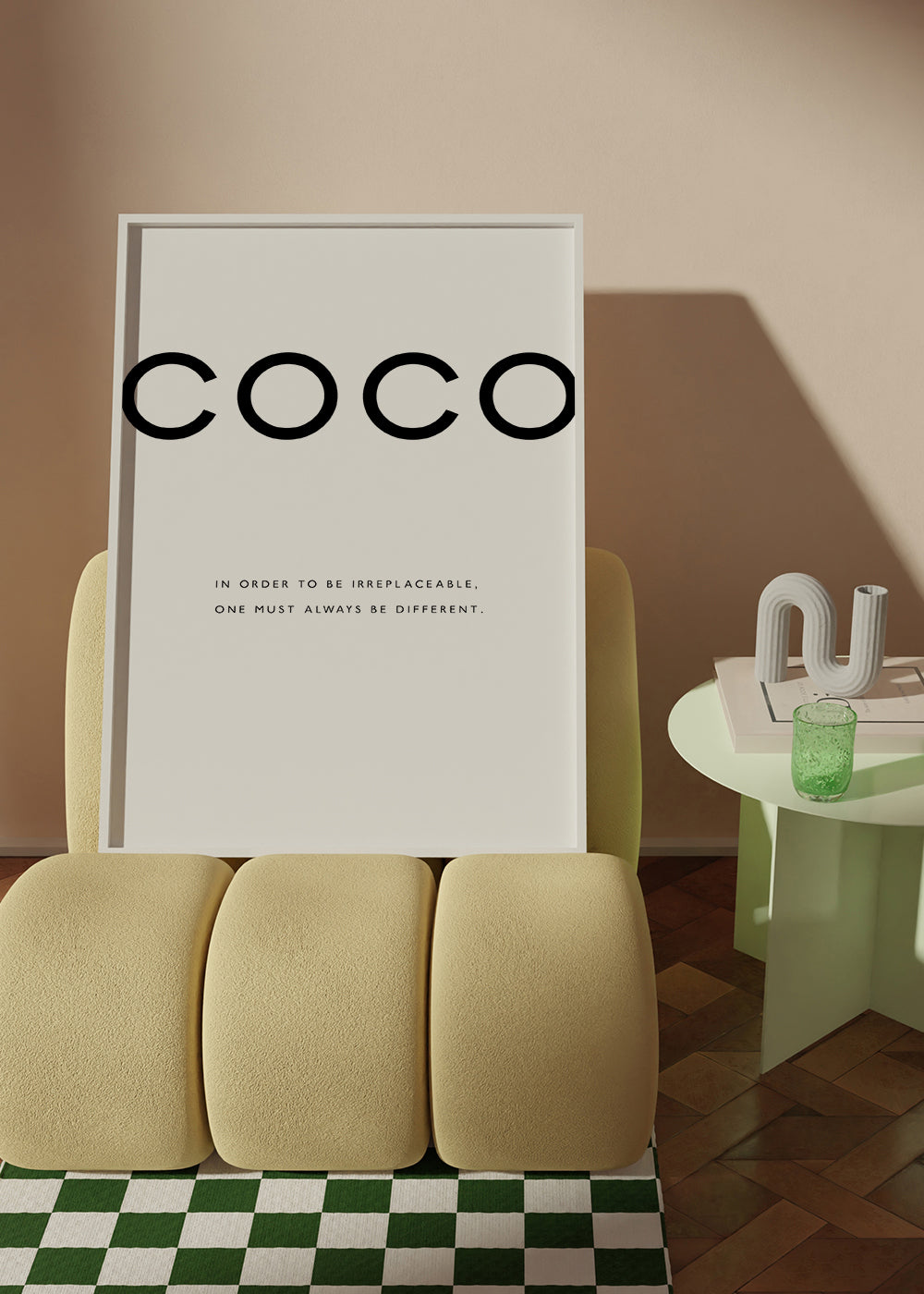 Sort-hvid plakat med COCO-citat