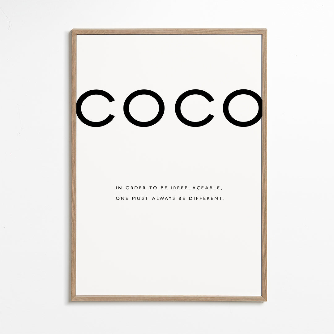 Sort-hvid plakat med COCO-citat