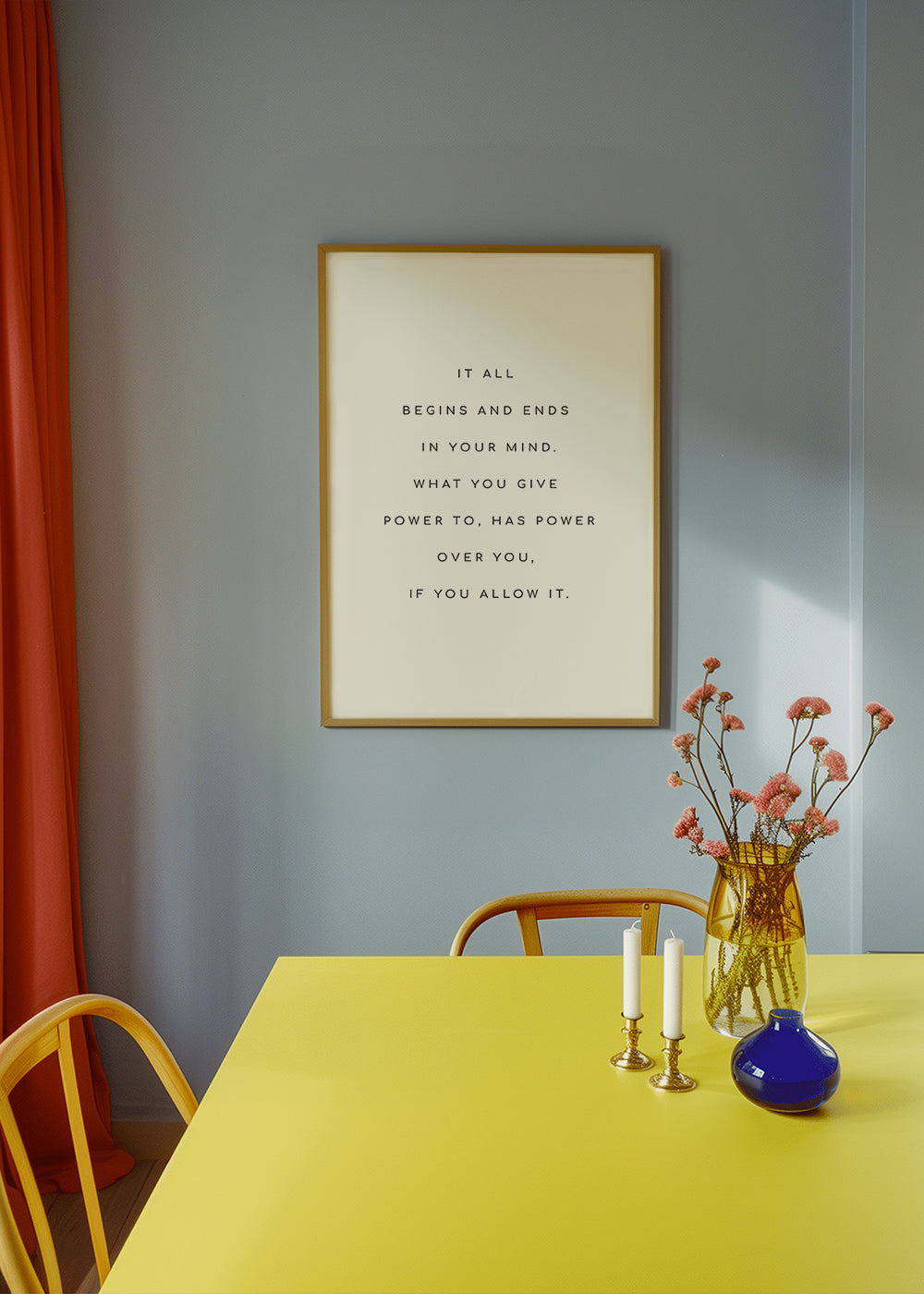 Minimalistisk plakat med centreret citat