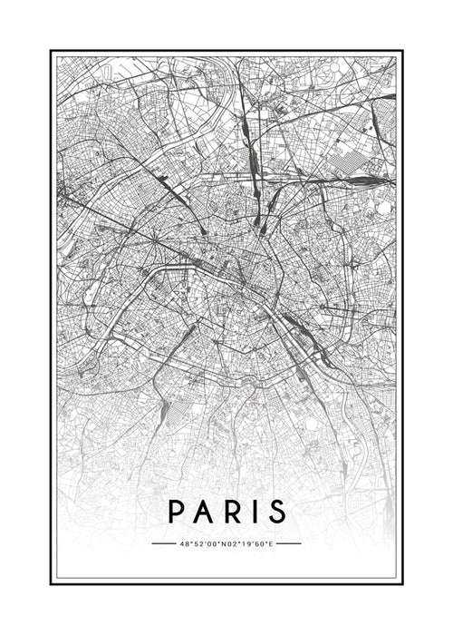 Køkkenkunst: Paris kort i linjestil
