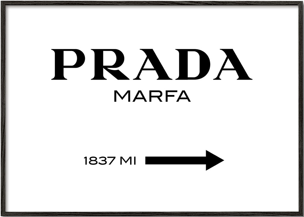 Rejseplakat med Prada Marfa typografi