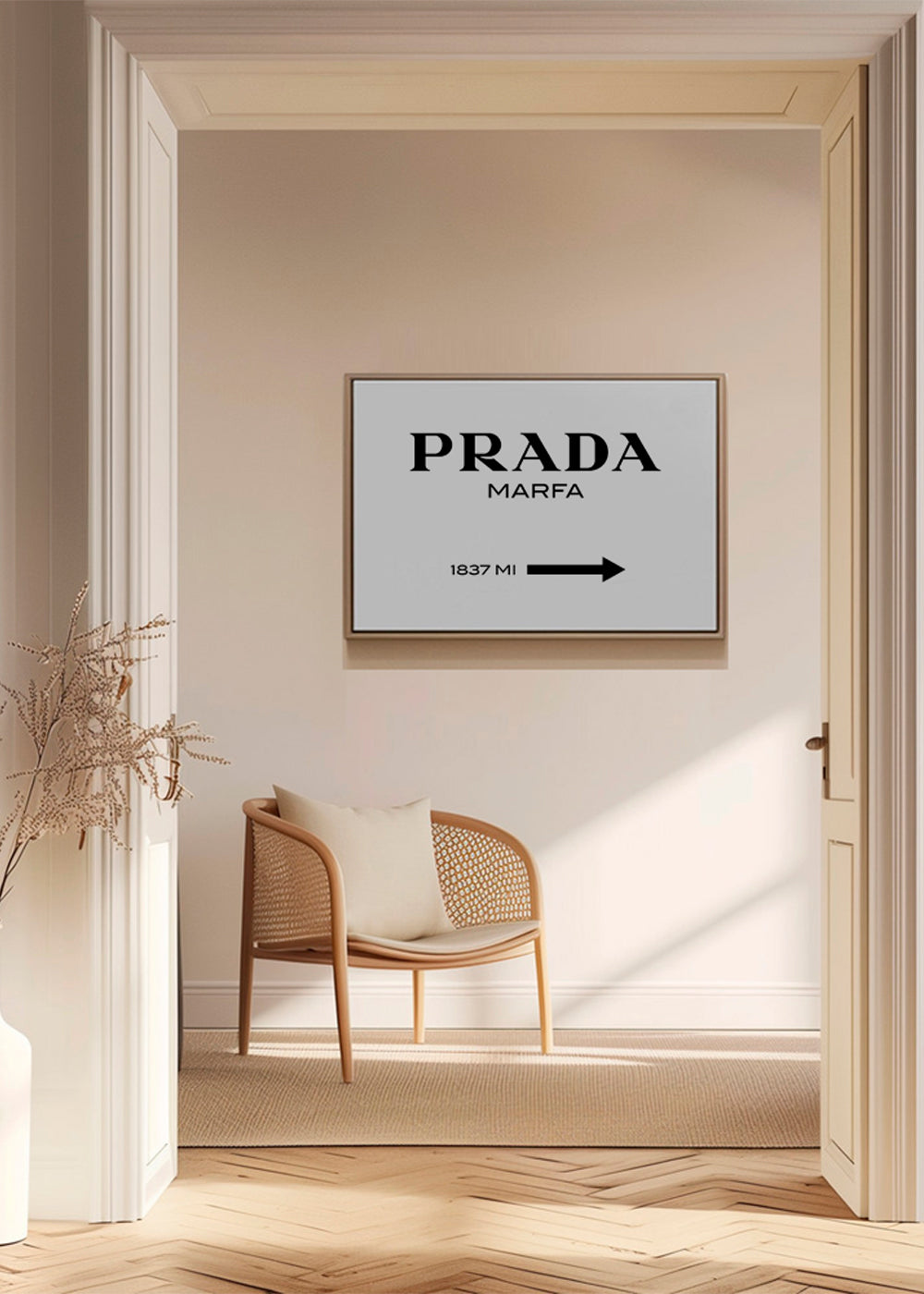 Rejseplakat med Prada Marfa typografi