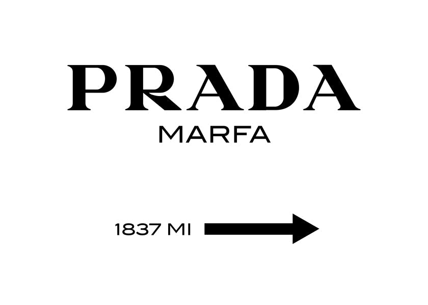 Rejseplakat med Prada Marfa typografi