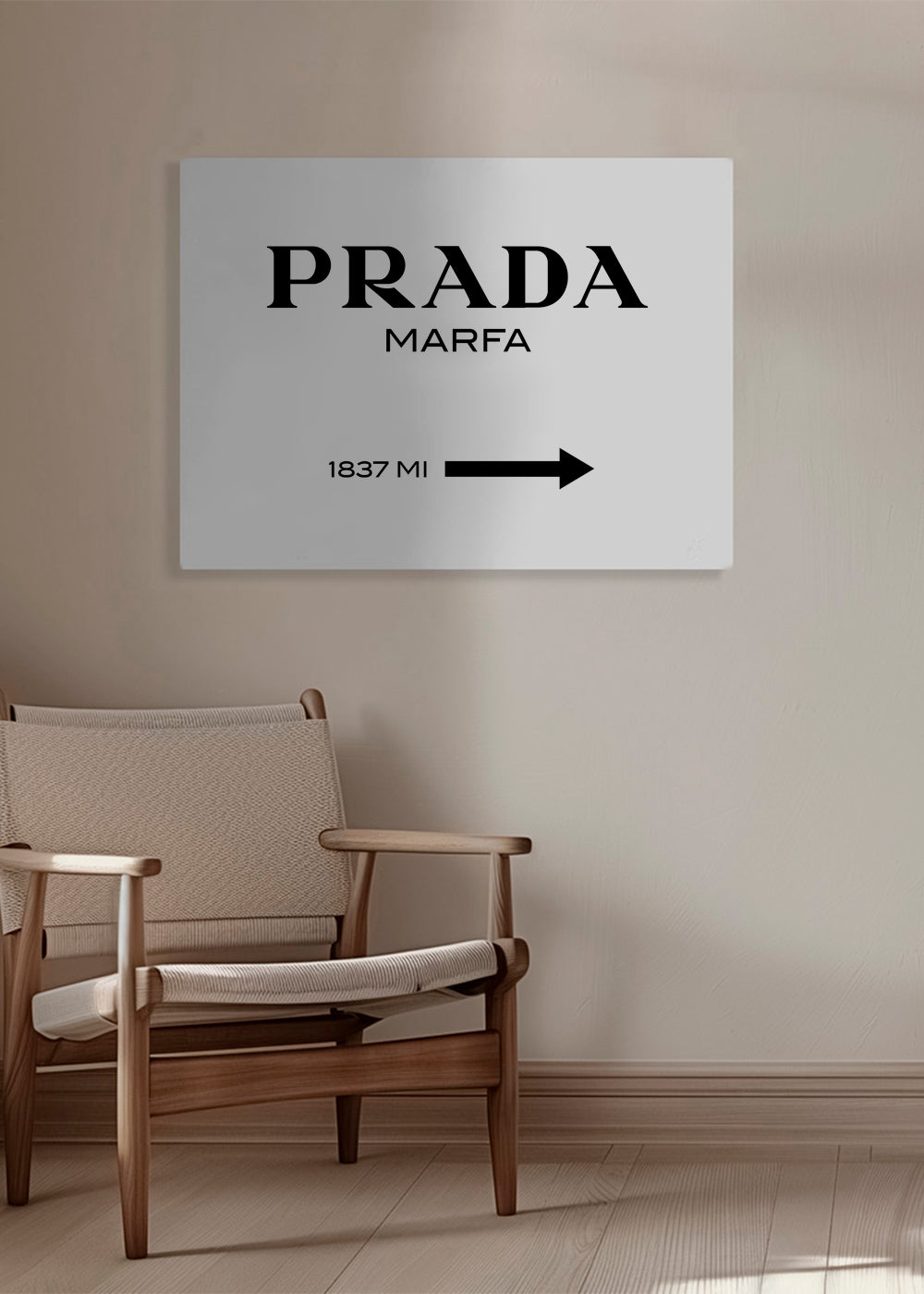 Rejseplakat med Prada Marfa typografi
