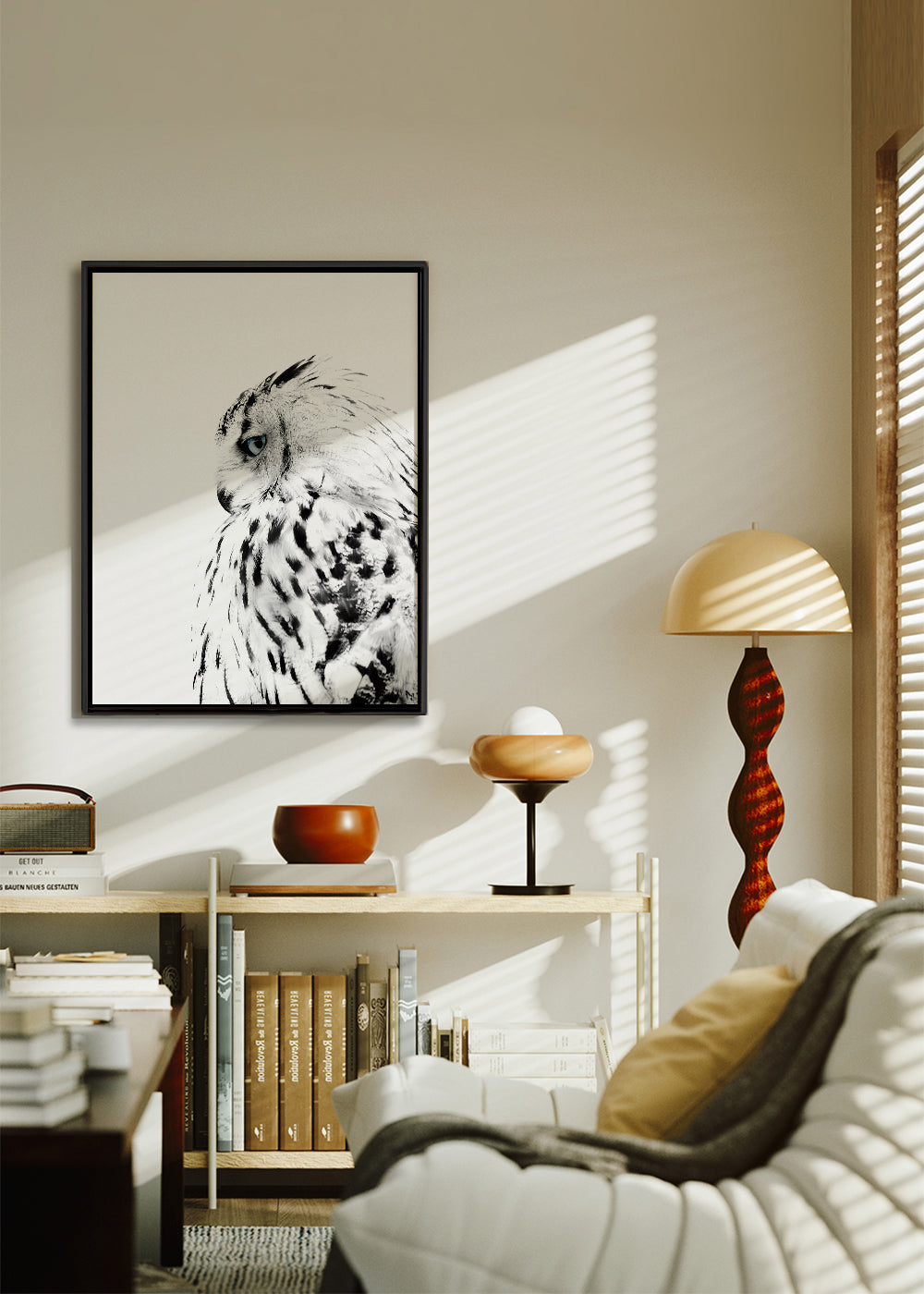 Plakat hvid ugle i profil