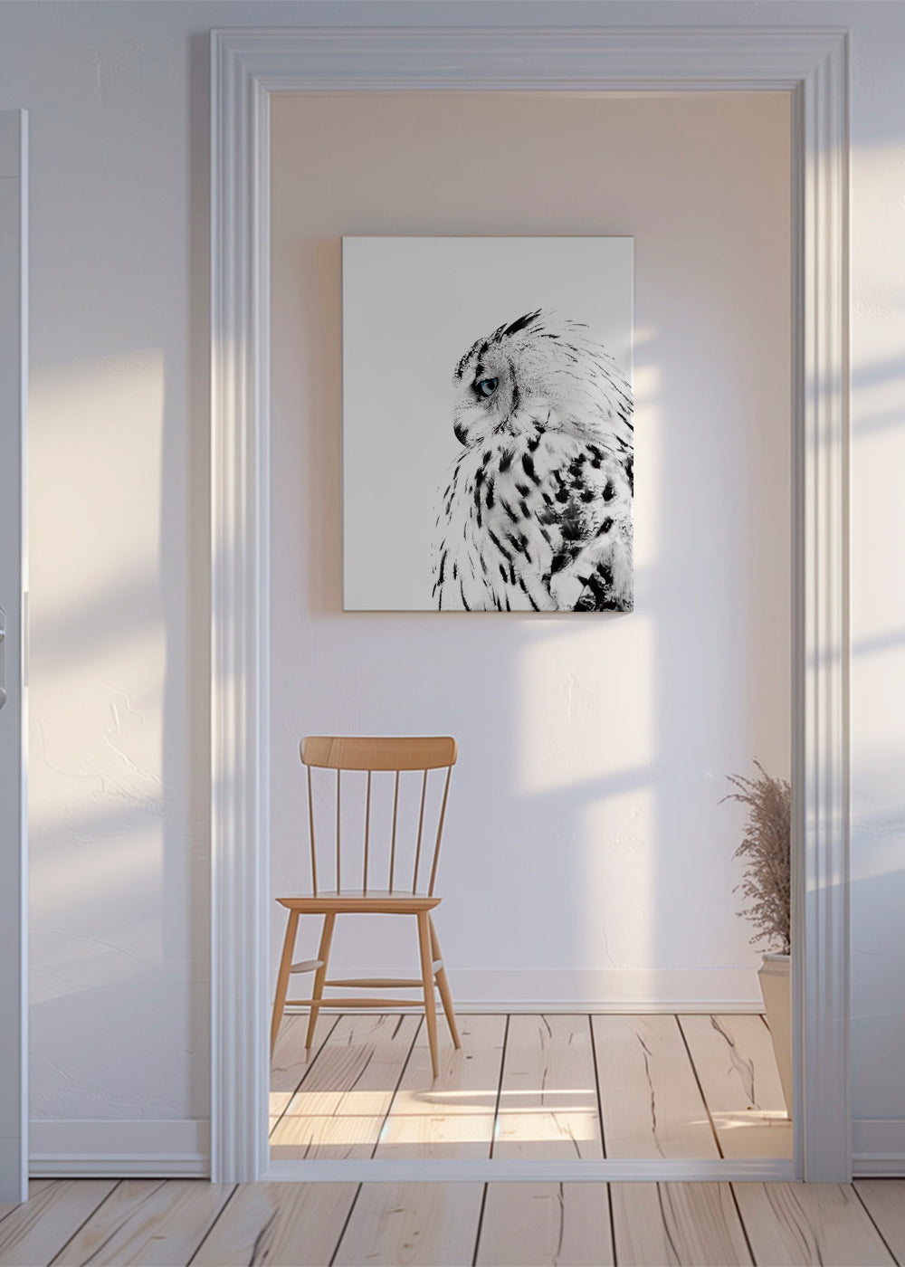 Plakat hvid ugle i profil