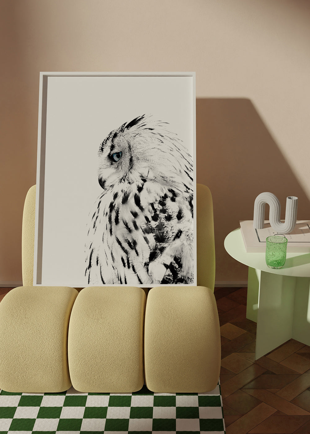Plakat hvid ugle i profil