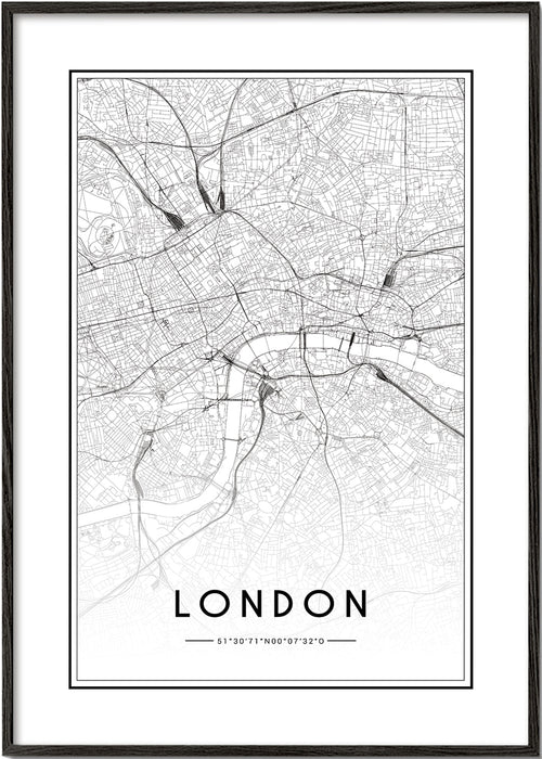 Byplakat: London kort minimalistisk
