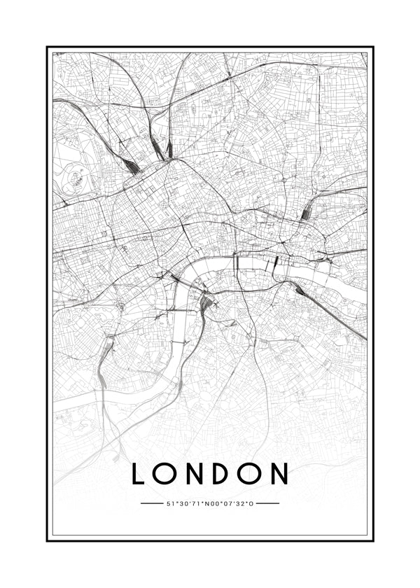 Byplakat: London kort minimalistisk