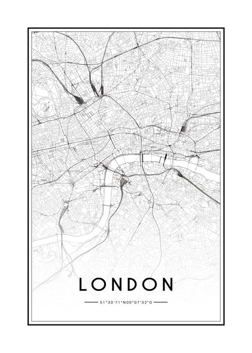 Byplakat: London kort minimalistisk