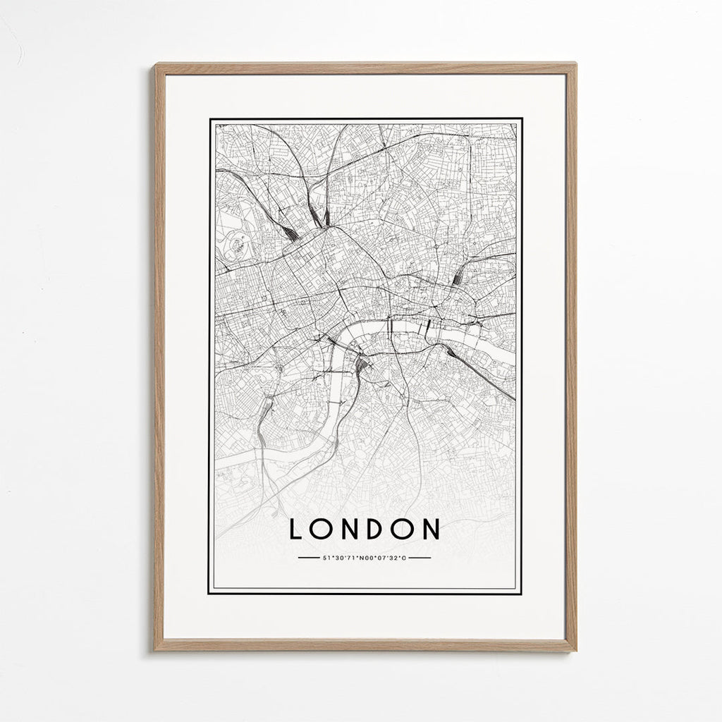 Byplakat: London kort minimalistisk