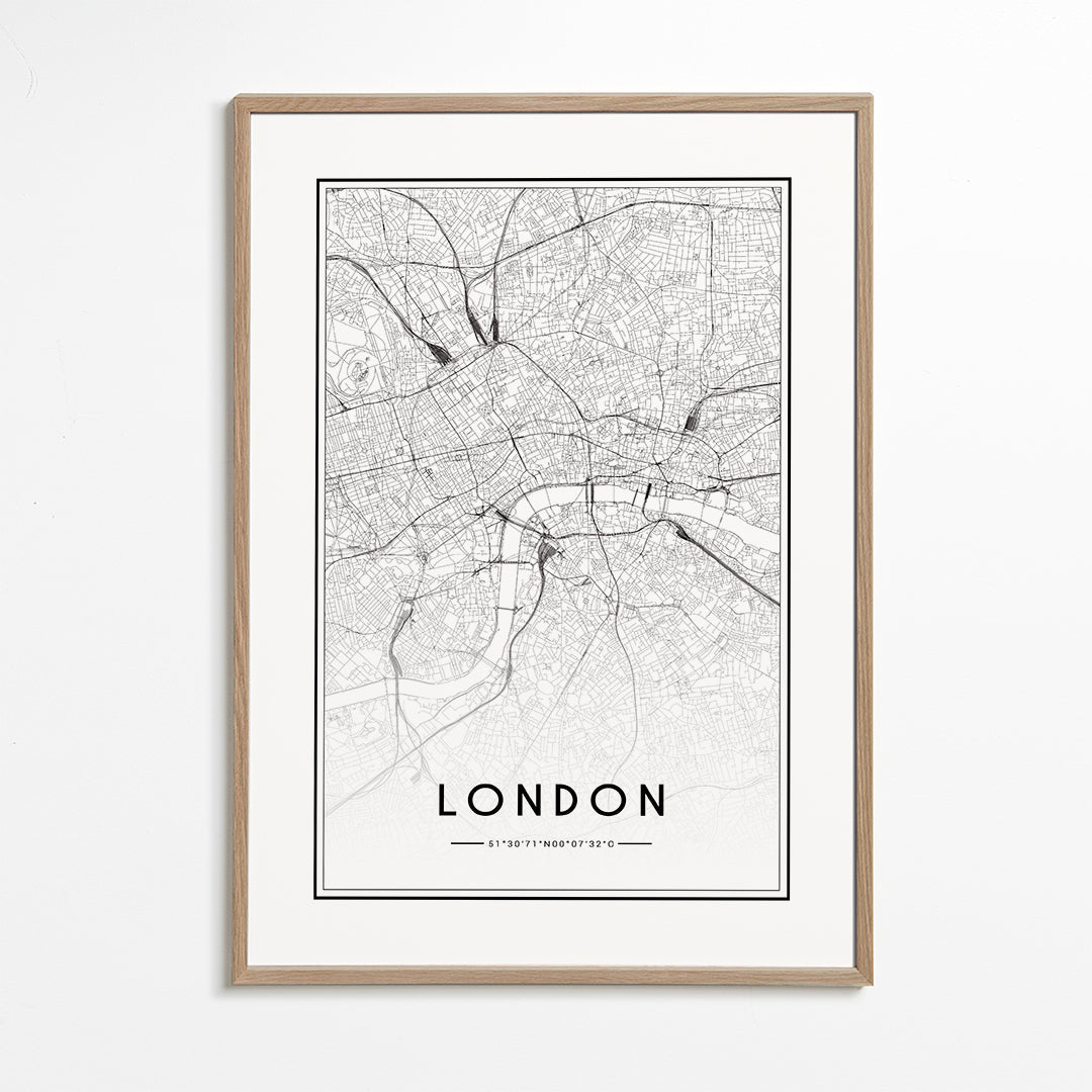 Byplakat: London kort minimalistisk