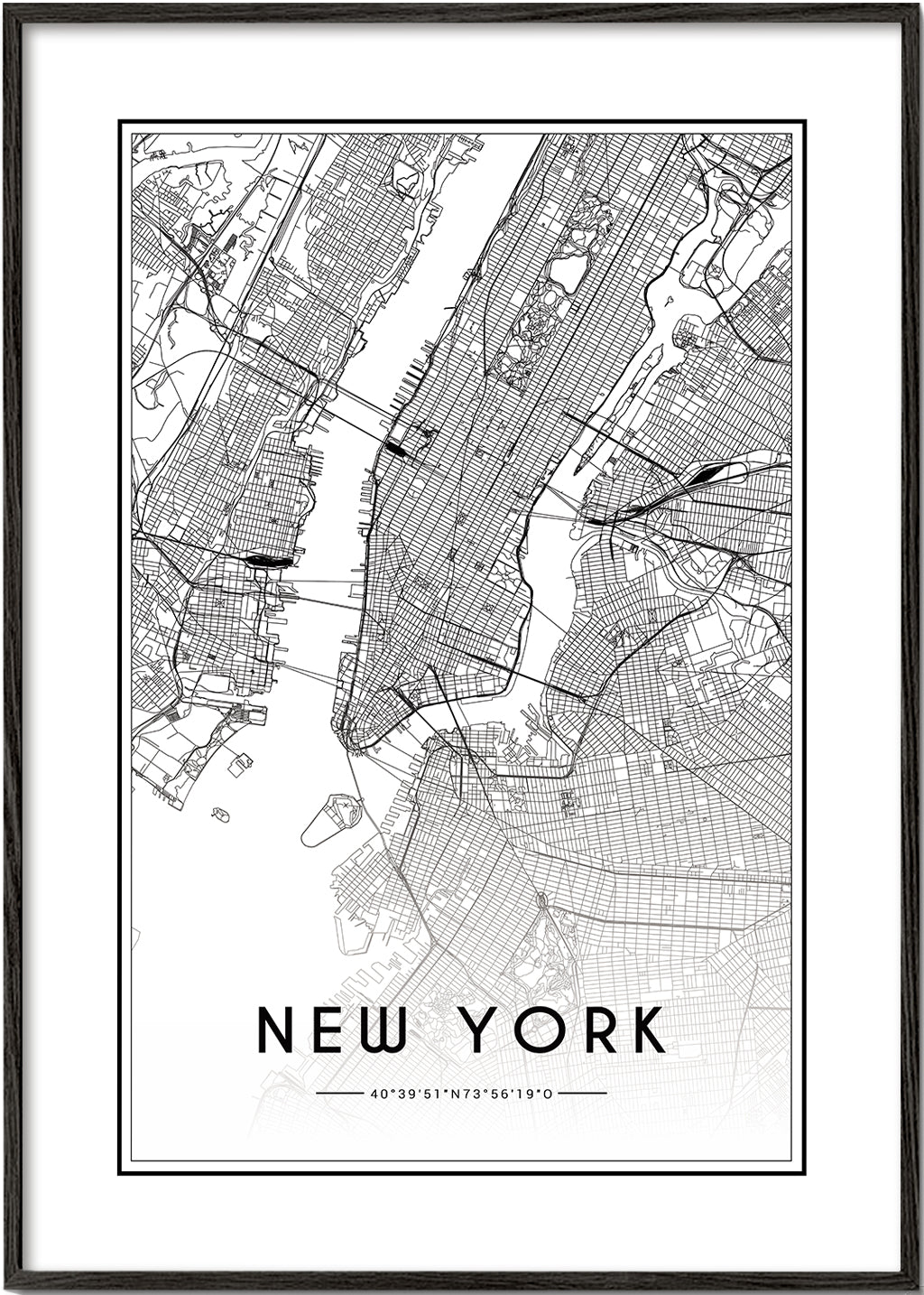 Cuadro de ciudades New York kort