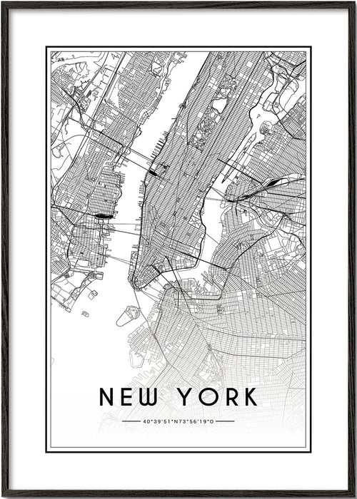 Cuadro de ciudades New York kort