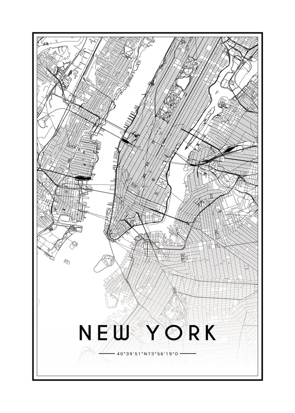 Cuadro de ciudades New York kort