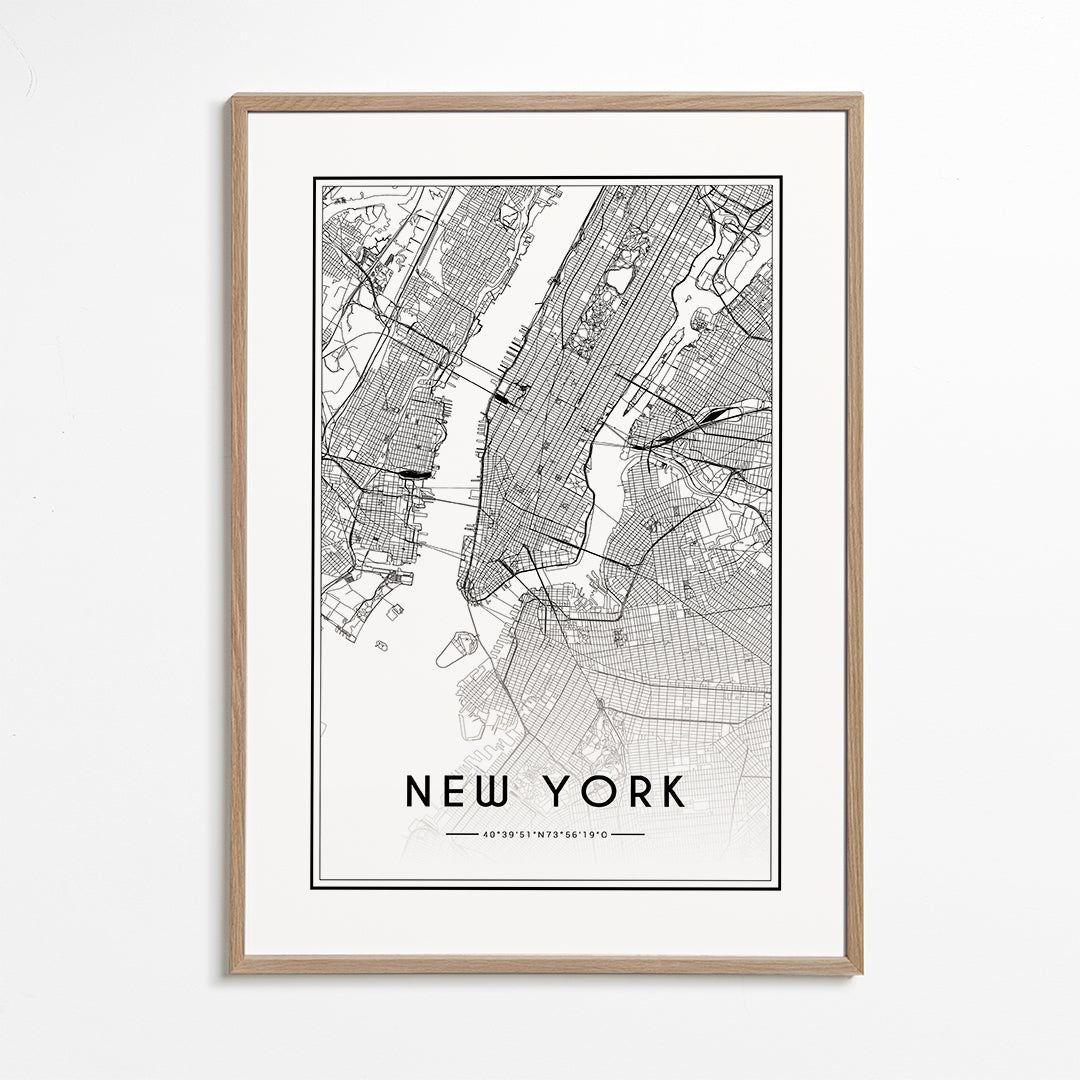 Cuadro de ciudades New York kort