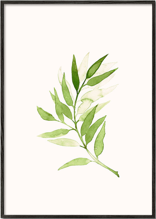 Botanisk plakat: minimalistisk grøn gren
