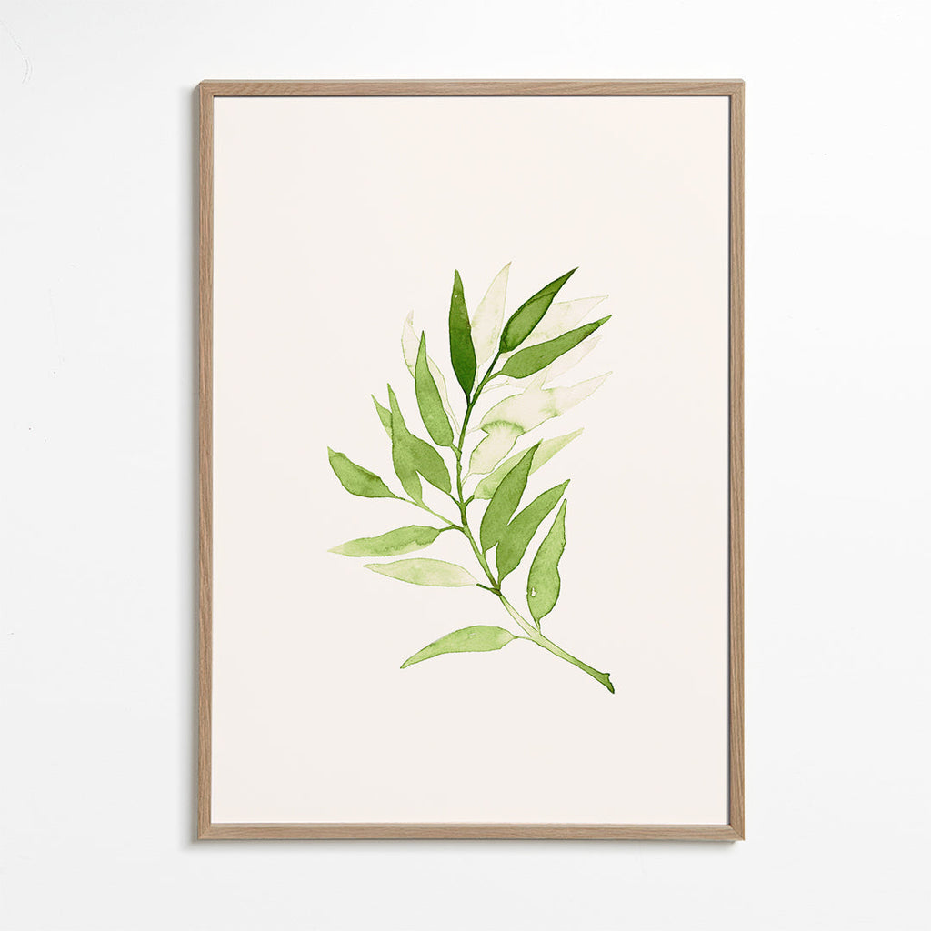 Botanisk plakat: minimalistisk grøn gren