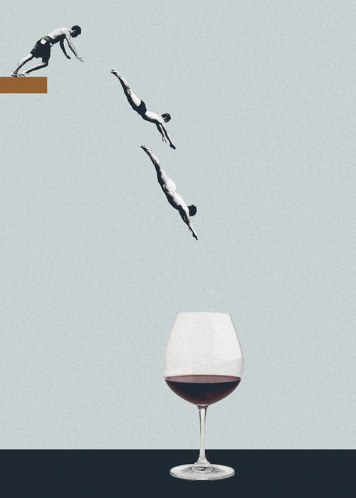 Køkkenkunst med vinglas og dykkere