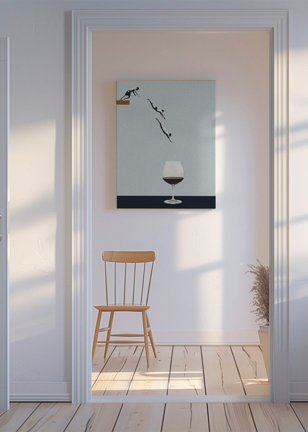 Køkkenkunst med vinglas og dykkere