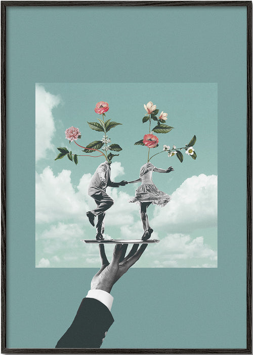 Botanisk plakat: dansende par med blomster