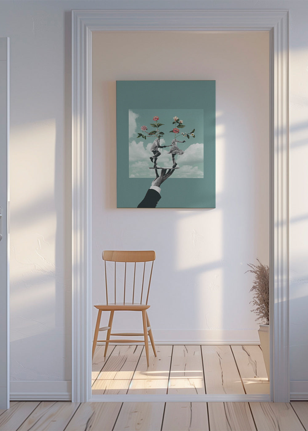Botanisk plakat: dansende par med blomster