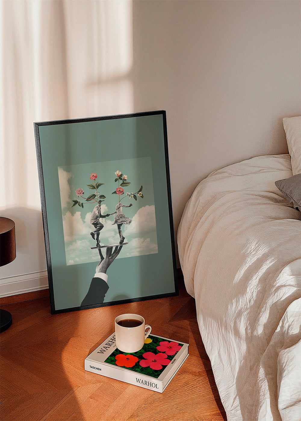 Botanisk plakat: dansende par med blomster