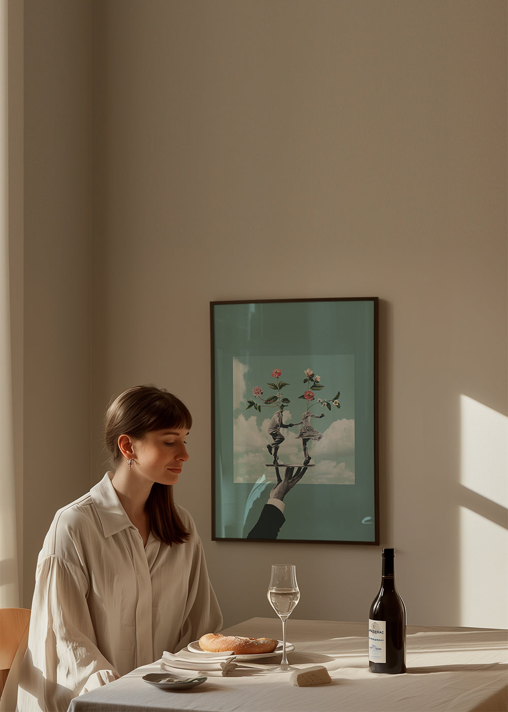 Botanisk plakat: dansende par med blomster