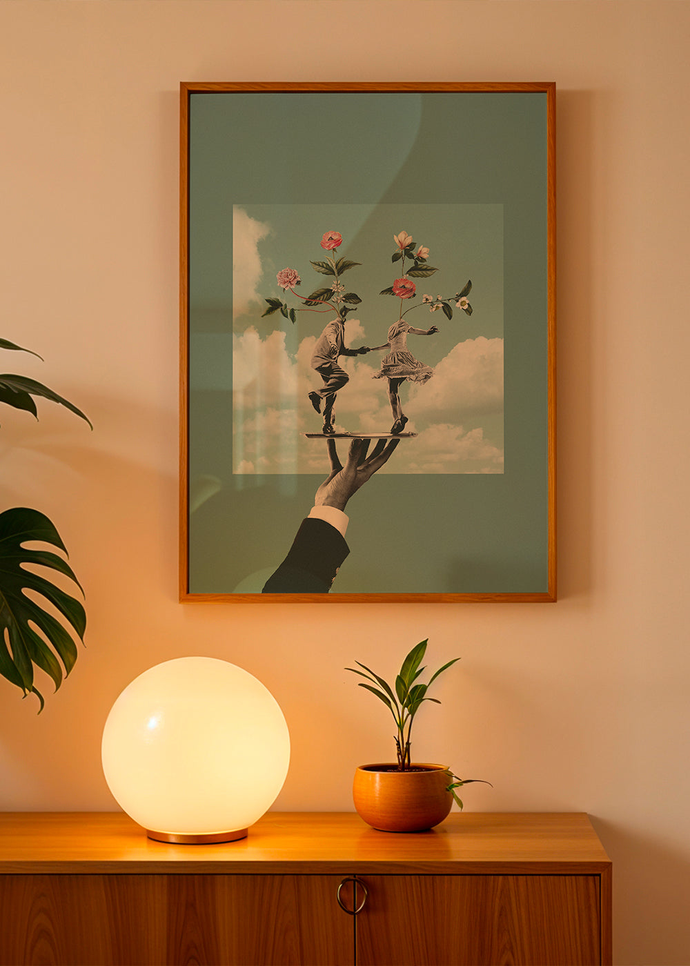 Botanisk plakat: dansende par med blomster