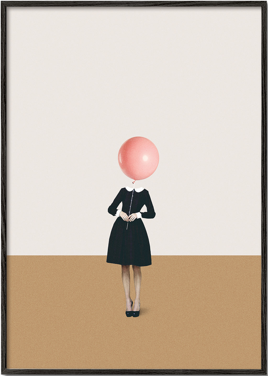 Minimalistisk maleri med rosa ballon